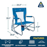 GCI Outdoor Waterside Beach Rocker Folding Beach Chair & Portable Rocking Chair, Saybrook Blue