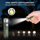 SMINGXI 500 Lumens Rechargeable Keychain EDC Flashlight with Magnetic Base, Super Bright Mini Pocket Light with USB-C, IP66 Small Lightweight Flashlights for Camping, Emergency