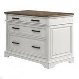 Ashford & Sons 42" Wood Lateral File Cabinet, Knotty Oak Veneer, Rustic White