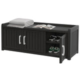 EasyUp Shoe Bench Entryway, Waterproof Resin Shoe Cabinet,Outdoor Shoes Storage Bench, 2-Tier Hallway Shoes Rack with Adjustable Shelves for Entryway, Living Room, Bedroom(Black,3 Door)
