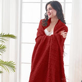 inhand Pomegranate Red Knitted Throw Blanket for Couch Bed, Mothers Day/Mom Birthday Gifts for Mom from Daughter Son, Soft Lightweight with Tassels, Farmhouse Decorative Blanket for Women, 50"x60"
