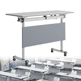 AYMIXEM White Conference Table with Silent Rolling Wheels Modern Executive Desk