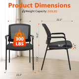 Office Reception Guest Chair Mesh Back Stacking with Ergonomic Lumbar Support and Thickened Seat