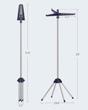 SONGMICS Clothes Drying Rack, 59-Inch Folding Laundry Drying Rack with 3 Rotatable Arms for Hangers, 4 Legs, Blue and Silver ULLR510Q01