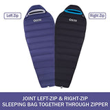 QEZER Down Mummy Sleeping Bag for Adults, 3 Season Lightweight Compact for Camping Backpacking Hiking, 45°F to 18°F Sleeping Bag with 600 Fill Power Down