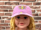 ZKFE Embroidered Anime Butterfly Hat Gift for Girl, Washed Pink Baseball Cap Embroidery Outdoor Dad Hat for Kids Child