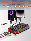MINRISE Solar Charger Power Bank, 40000mAh Portable Charger PD 20W Fast Charging Solar Power Bank Built in 4 Cables and USB-C in/Output, Camping Essentials External Battery Pack with Flashlights