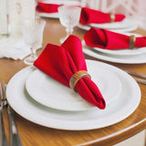 MEANMOY Red 210GSM Cloth Napkins Set of 12 - Washable & Reusable 17x17 Inch Napkins with Hemmed Edges in Wrinkle Free Polyester Fabric for Dinners, Weddings, Parties, Banquets & Everyday Decor