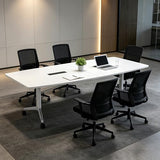 7.5FT Foldable Rectangle Conference Table, Mobile Meeting Tables with Cable