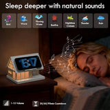 SMARTERIOR Night Light,House-Shaped Nightstand Light with 15W Wireless Charger and White Noise Machine,Touch Control 3-Level Dimmable Lamp