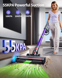 Cordless Vacuum Cleaner 600W 50KPA Powerful Suction 65 Mins Stick Handheld Vacuum Cleaners Green LED Anti-Tangle Brush Aromatherapy 1.8L Dust Cup One-Touch Empty for Carpet/Hardwood/Pet Hair/Car/Stair