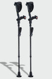 Ergobaum 7G Black Mamba Forearm Crutches for Adults (1 Pair-2 Units) — Ergonomic, Foldable with Shock Absorption, LED Light & Knee Rest | Adjustable 5'–6'6", Supports 360 lbs | Real Carbon Fiber