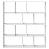 Stylish White Bookshelf Storage Rack - 132x29x141.5 cm Wooden Sideboard for Living Room, Office, or Basement - Modern Bookcase Organizer for Home Decor