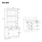 Merax Modern Bookcase with Sliding Doors,83.4" Tall Bookshelf with Open Shelves and LED Lighting,Storage