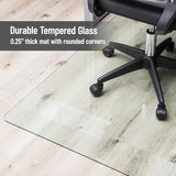 Mind Reader Tempered Glass Chair Mat, Clear Floor Protector for Hard Floors or Low-Pile Carpet Only
