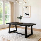 Plank+Beam 72 Inch Farmhouse Dining Table, Solid Wood Rustic Kitchen Table, Large Wooden Rectangular Dinner Table for Dining Room, Black