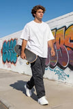 GINGTTO Camo Cargo Pants for Men Black Baggy Wide Leg Fashion Y2K Streetwear Drawstring Stretch 34