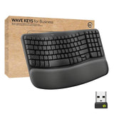 Logitech Wave Keys for Business, Wireless Ergonomic Keyboard with Cushioned Palm Rest