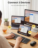 Portable Foldable Keyboard and Mouse Combo, Bluetooth×2+USB A+USB C(4 in 1) Connection, Keyboard Lock