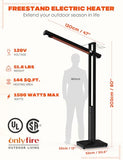onlyfire FlexRay Heater - 80" Electric Infrared Patio Heater for Indoor & Outdoor Use, Freestanding Heater with Magnetic Remote & Cover, 3 Heat Modes + Light Mode,1500W, Overheat & Tip-Over Protection