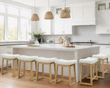 Counter Height Bar Stools Set of 6, 24 Inch Backless Upholstered Counter Stools with Solid Rubberwood Legs