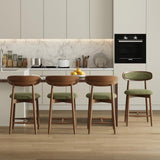 Wooden Bar Stools Set of 4, 24.8” Counter Height Stools with Rubberwood Legs & Ergonomic Backrest