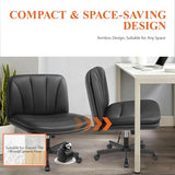 HeroSet Criss Cross Chair with Wheels,Comfy Wide Vanity Chair,Scratch-Resistant Leather Cross Legged Desk Chair