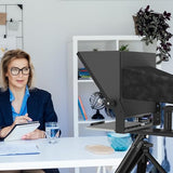 13" HD Wide-Angle Teleprompter with Remote Control, Adjustable Height & 50°–90° Viewing Angle, Beam Splitter Glass, Compatible with DSLR Cameras, Phones & Tablets, for Video Recording & Live Streaming