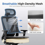 COMHOMA Office Chair Ergonomic Big and Tall Gaming Chair 350 LBS with 3D Adaptive Lumbar Support & Headrest, High Back Swivel Mesh Desk Chair Comfy for for Long Hours Work, ErgoFlex-P26, Black