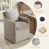 Upholstered Dining Chairs with Casters, No Assembly Modern Accent Armchair with Rollers for Dining Room, 4 Box