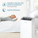 Keystone 14,000 BTU ASHRAE/12,000 BTU DOE Portable Inverter Air Conditioner with Quiet, High Efficiency Operation and Remote, AC Unit for Apartment, Living Room, Medium Rooms up to 550-Sq. Ft.