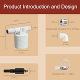 Aopchry Chicken Waterer Float Valve Kit - Top Inlet, Compatible with Various Chicken Water Cups & Nipples, Includes Fixing Clip, 4 Hose Clamps, Raw Tape, 1/2 to 3/4 Inch Adapter