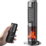 Space Heater - 1500W PTC Heaters for Indoor Use - Portable Heater with Thermostat and Remote - Room Heaters with 70° Oscillation - Quiet for Office, Bedroom, Room 8 Safety Protections