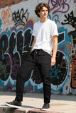 GINGTTO Mens Cargo Pants Slim Fit Black Stretch Cargo Joggers Men with Pockets Elastic Waist 34W×30L