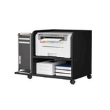 HtrAM-2461 Printer Stand Dual-Layer Multifunctional Stand Large-Capacity Under-Desk Organizer Printer Stand Mobile Simple Stand(Black)