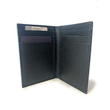 Prada Black Vitello Grain Leather Vertical Bifold Wallet New