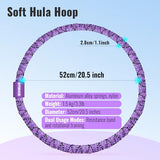 SOHIDAS Soft Hula Hoop for Adults 3.3lb Weighted Hula Hoops for Women Weight Loss Pilates Equipment Infinity Hoop Soft Spring Weighted Hoop, Purple