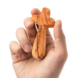 Personalized Olive Wood Cross with Engraved Name – Handcrafted Custom Wooden Cross for First Communion Favors, Religious Easter Gifts, Baptism, Baby Shower, Pocket Prayer for Christian 4 Inch
