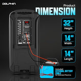 Dolphin Dual 12" Bluetooth Party Speaker - Portable Large Speaker with Wired Microphone, Multicolor LED Lights, USB Playback, Hi-Fi Amplifier, Powerful Bass, 5-Band Equalizer, Long-Lasting Battery