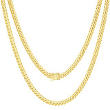 Nuragold 14K Real Yellow Gold Solid Miami Cuban Link Chain Italian Necklace - 24",5mm