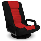 Best Choice Products Swivel Gaming Chair 360 Degree Multipurpose Floor Chair Rocker for TV, Reading, Playing Video Games - Black/Red