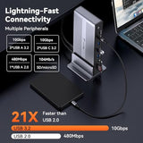 DisplayLink Docking Station 4 Monitors, 20-in-1 Quad 4K@60Hz HDMI Display with 150W Power Supply for Thunderbolt 5/4/3, USB-C Windows