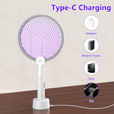 GooQand Bug Zapper Racket, 2 in 1 Electric Fly Swatter USB Rechargeable, 4000V Electric Fly Zapper with 3 Layer Safety Mesh, Indoor Outdoor Electric Racket for Kitchen, Bedroom, Camping