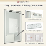 Keonjinn 60" x 36" LED Backlit Mirror Bathroom, Safe HD Tempered Glass