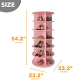 SpaceAid 6 Tier Rotating Shoe Rack Tower, Spinning Shoe Display Lazy Susan, Revolving 360 Shoe Rack Storage Round Carousel, Vertical Handbag Rotate Shoes Closet Organization (6-Tier Pink)