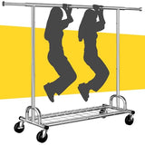 Raybee 75" W Heavy Duty Clothes Rack, 530 LBS Clothes Racks for Hanging Clothes, Rolling Clothing Rack with Wheels, Metal Garment Rack for Bedroom