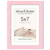 decorUhome Solid Oak Wood 5x7 Picture Frame, Display Pictures 4x6 with Mat or 5x7 without Mat, Wall & Tabletop Display Photo Frame, Pink, 1 Pack