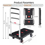 Portable Push cart Dolly with Adjustable Handle for Auto, Luggage, Personal, Travel, Moving Shopping and Office Use