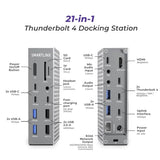 21-Ports Laptop Docking Station Dual Monitor for MacBook Air/Pro (M1–M4), Windows & Chrome – Dual 4K or Single 8K Display, 40Gbps Speed