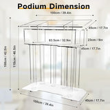 Vakiorn 46.5" Large Acrylic Clear Podium Stand with Led Light